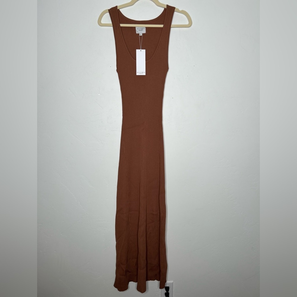 NWT‎ ALLFENIX Anthropologie Ribbed Mocha  Brown Maxi Dress Size XL Summer Fall